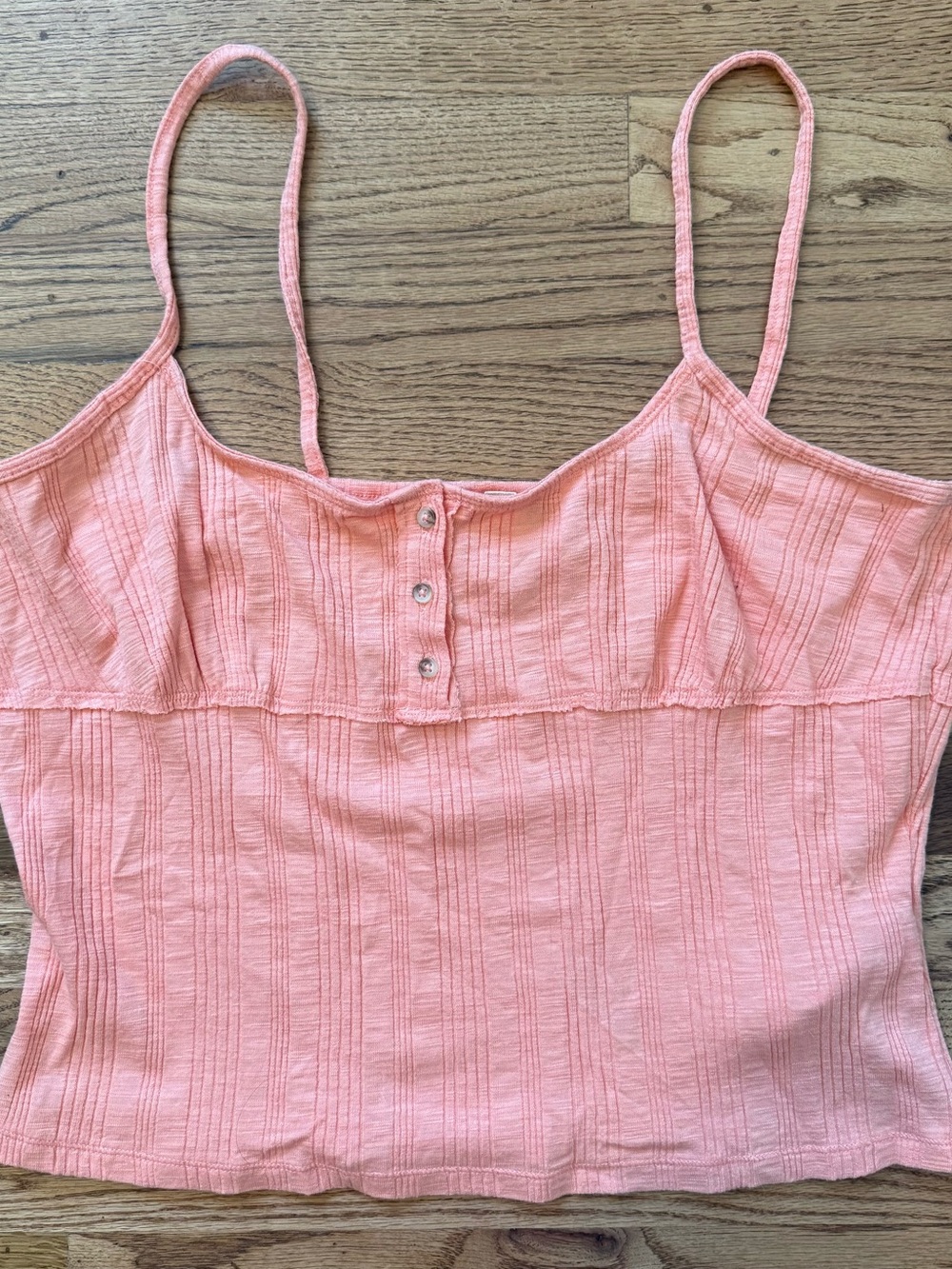 Anthropologie Pilcro Coral Pink Button-Front Cami Tank Top Henley